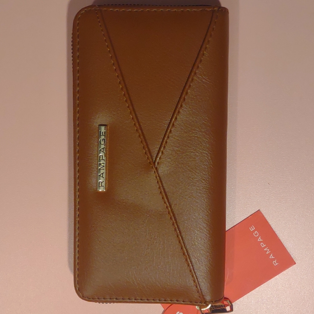 Brown Rampage Zip Around Clutch Wallet
